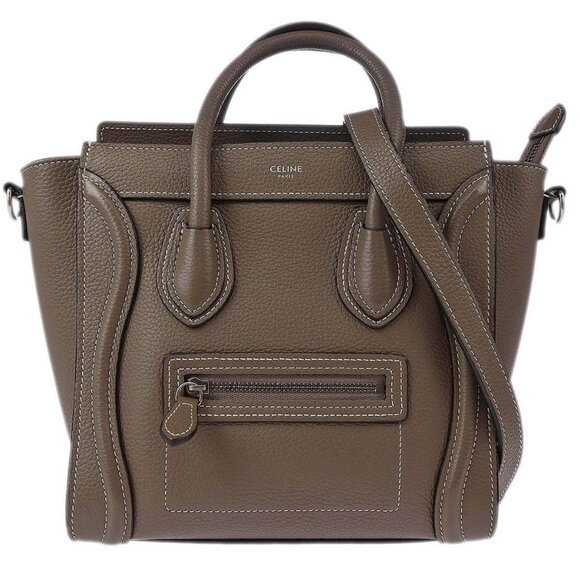 Celine Gray Leather Nano Luggage Tote Bag - Picture 1 of 10